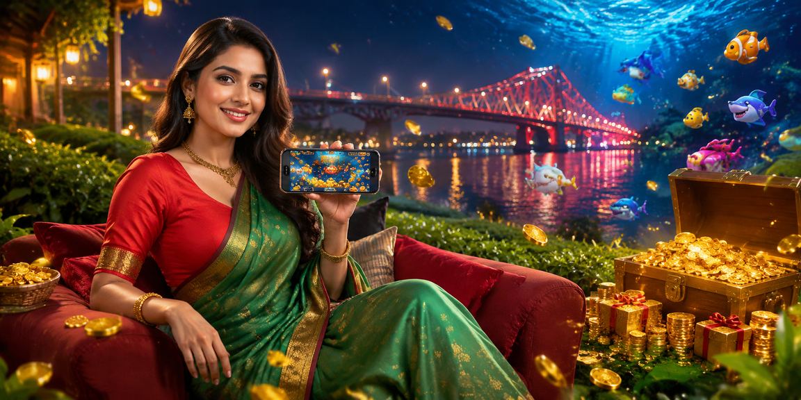 রাজশাহীতে লাল-সবুজ পরিবেশে ফিশিং গেম উপভোগকারী একজন খেলোয়াড়